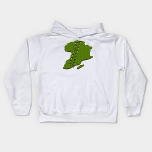 3d map of Africa with footprints across it. Kids Hoodie